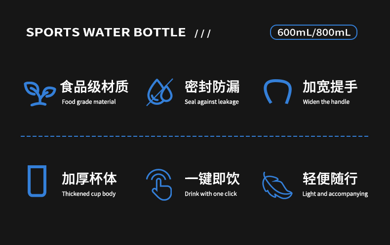 600mL尚泰运动吸塑料水杯